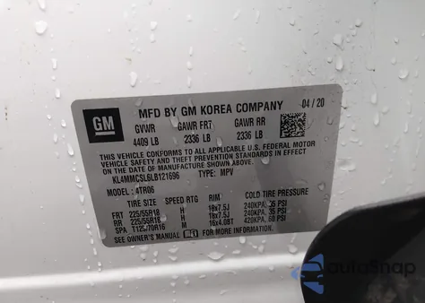 2020 Buick Encore Gx Awd Preferred z USA, uszkodzony, nr VIN KL4MMCSL6LB121696